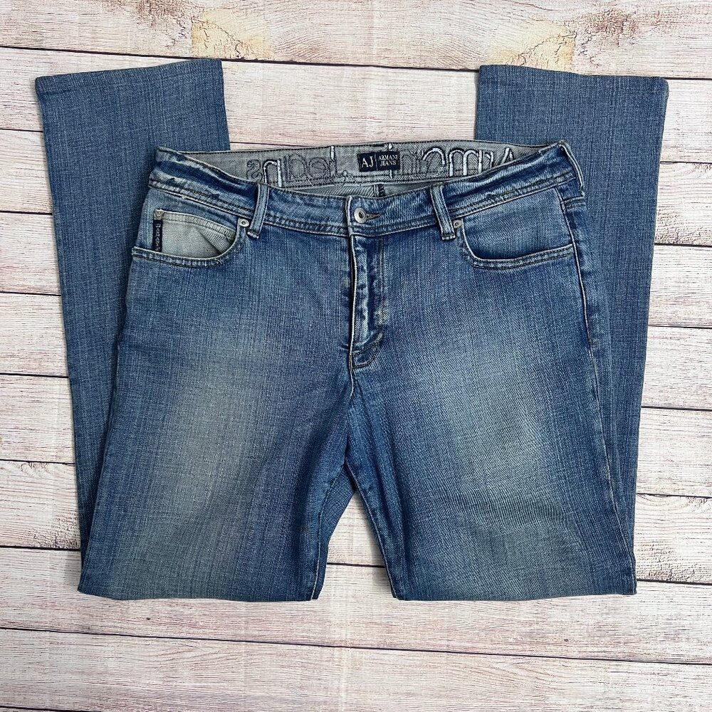 Mens Armani‎ Jeans AJ Indigo Series 006 Medium Wash Straight Leg